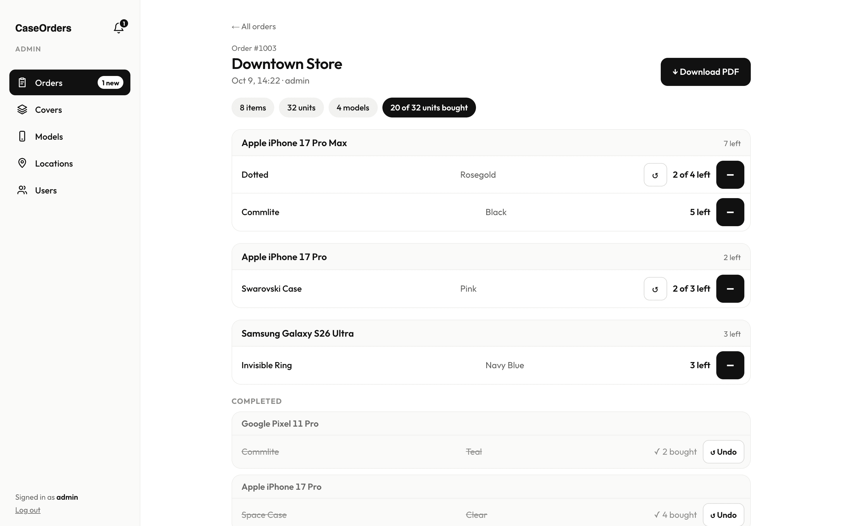Screenshot: Store stock orders in one place. Not in group chats and spreadsheets.